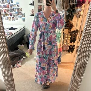 Vintage early 80’s floral translucent wrap around dress